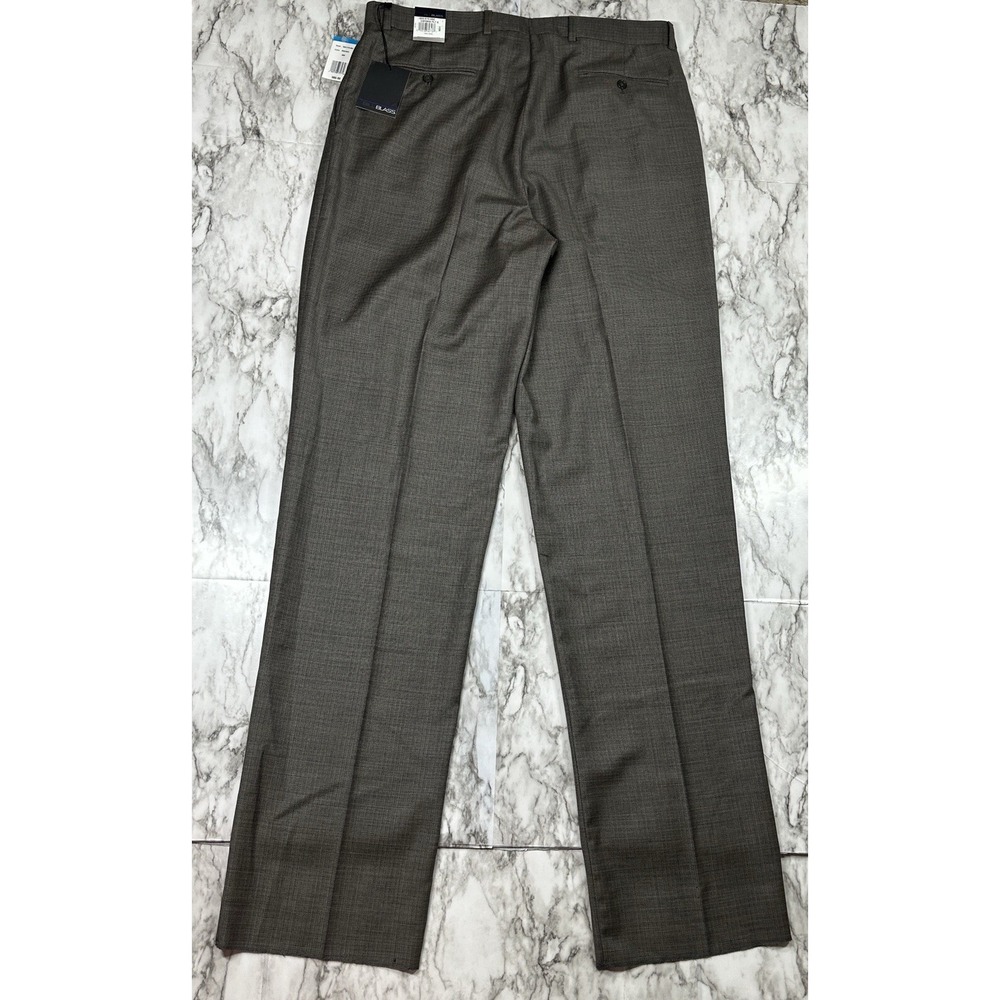 Bill Blass Dress Pants Mens‎ 100% Wool Size 36R Brown Checks Pleated NEW - Picture 10 of 16